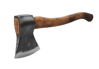 Hand Axe with Wooden Handle:  A Close-Up View of a Traditional Wood-Cutting Tool isolated on transparent background
