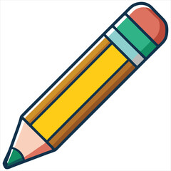 Pencil icon flat design vector isolated, Pencil Icon Flat Design. Pen Flat Line Icon with Editable Stroke. Checklist, Clipboard and Pencil Icon Flat Design on White Background. Pencil vector.