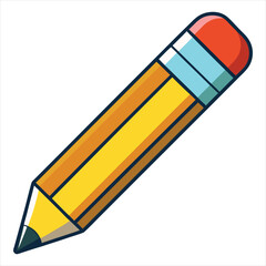 Pencil icon flat design vector isolated, Pencil Icon Flat Design. Pen Flat Line Icon with Editable Stroke. Checklist, Clipboard and Pencil Icon Flat Design on White Background. Pencil vector.