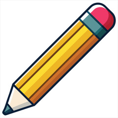 Pencil icon flat design vector isolated, Pencil Icon Flat Design. Pen Flat Line Icon with Editable Stroke. Checklist, Clipboard and Pencil Icon Flat Design on White Background. Pencil vector.