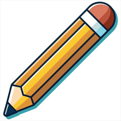 Pencil icon flat design vector isolated, Pencil Icon Flat Design. Pen Flat Line Icon with Editable Stroke. Checklist, Clipboard and Pencil Icon Flat Design on White Background. Pencil vector.