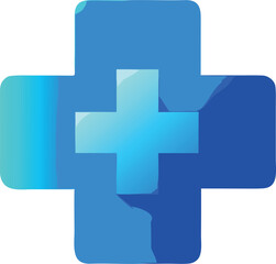 Fototapeta premium Vector art of a blue plus sign icon, representing medical assistance and positive growth