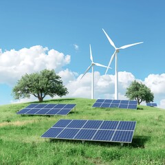 solar panels and wind turbines