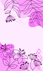 Abstract art background foliage luxury minimal background with flower line illustration art