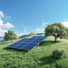solar panels and wind turbines