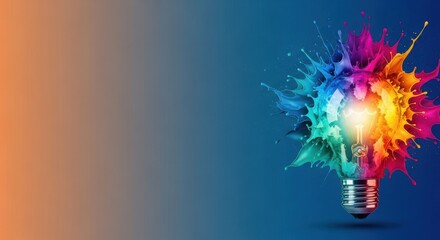 Vibrant Explosion of Color Illuminating a Lightbulb