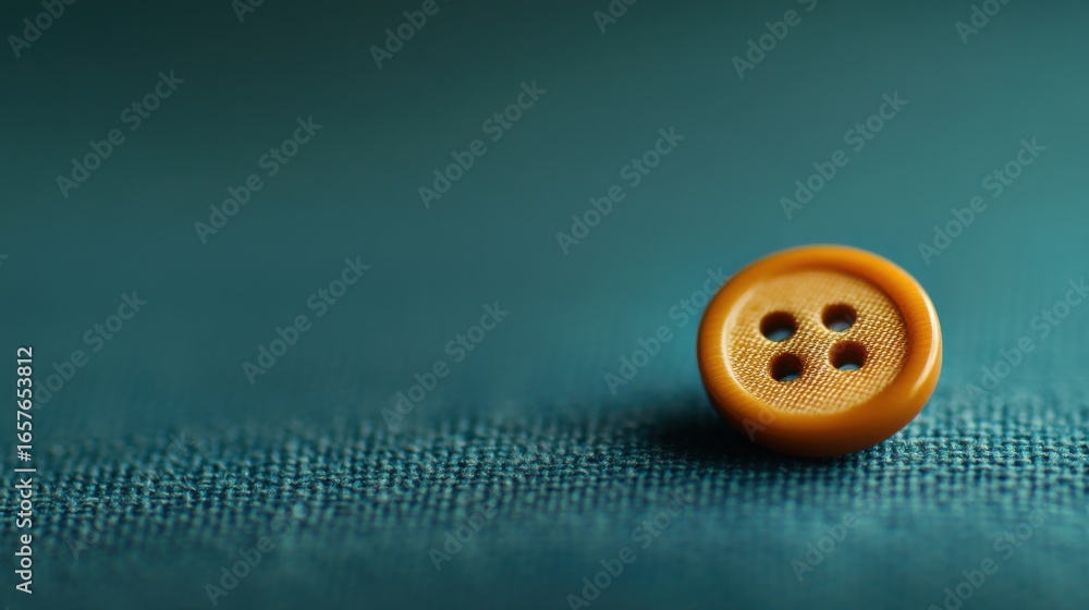 Aufkleber close-up of amber fabric button in serene studio setting
