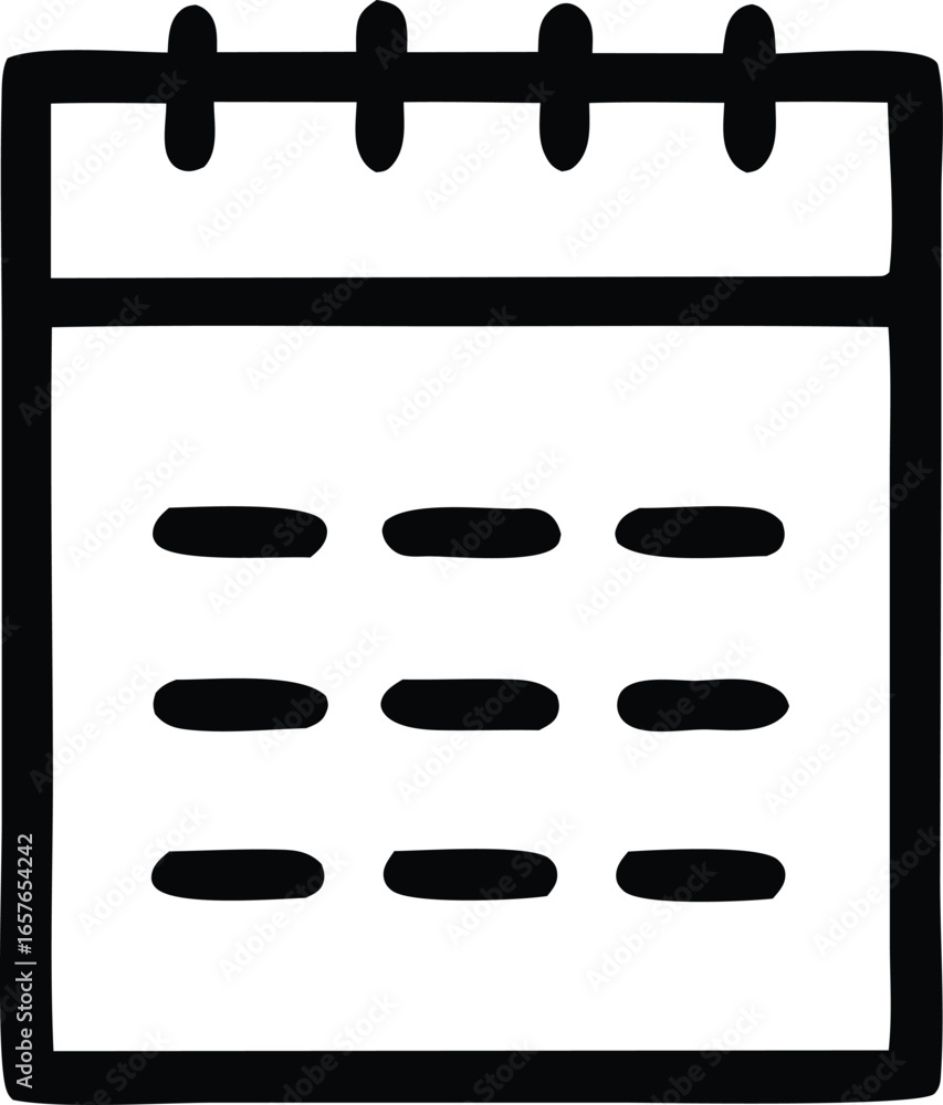 Poster simple hand drawn icon of a calendar with days marked indicating scheduled events or important dates