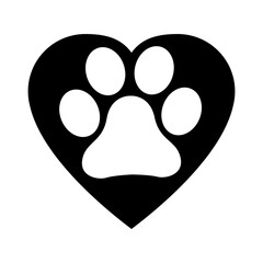Heart paw icon vector. Dog paw illustration sign. love dog symbol.