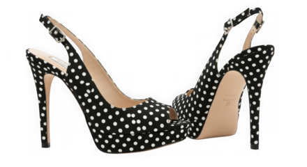 Polka dot high heels fashion footwear isolated on transparent background