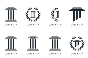 law firm logo collection simple and elegant, justice logo set , black and white background	