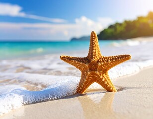 Starfish on a Sandy Beach A Tranquil Seaside Scene of Relaxation and Holiday Bliss