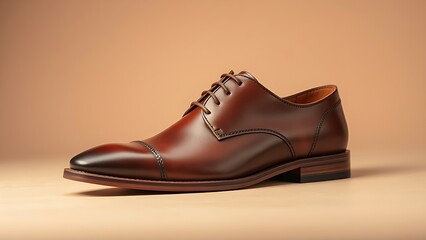 Handmade leather shoes displayed with meticulous craftsmanship on a neutral studio background.