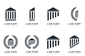 law firm logo collection simple and elegant, justice logo set , black and white background	