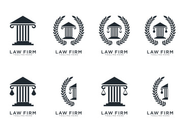 law firm logo collection simple and elegant, justice logo set , black and white background	