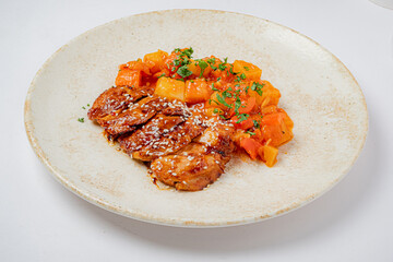 Tender grilled chicken paired with colorful roasted veggies creates a feast for the senses