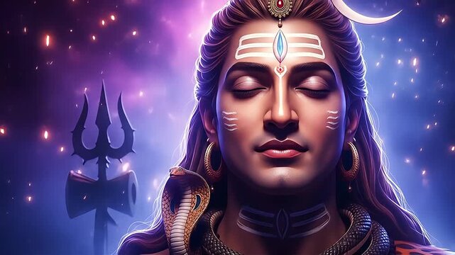 Divine Lord Shiva in Deep Cosmic Meditation with Glowing Particles and Celestial Light.