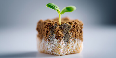 Root Sprouting from Soil Block – Agriculture Concept
