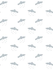 seamless background pattern with clouds and rain for textile, gift wrap, wallpapper, baby decoration rooms, blanket, towel