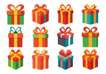 Colorful Gift Boxes with Ribbons and Bows for Celebrations and Holidays