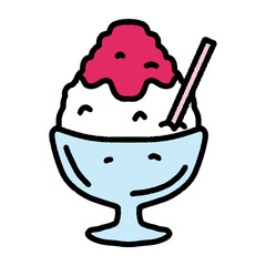 シンプルな手描き風のかき氷　いちご味（Affinity Designer版）