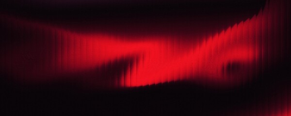 Abstract glowing red wave background with stripes effect in the dark. Wave-striped glass refraction.