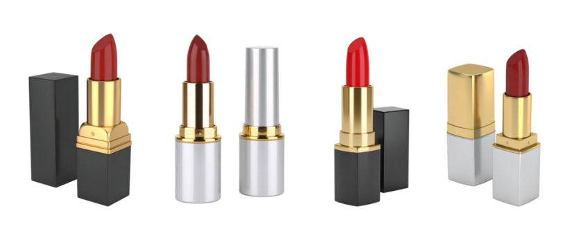 Color lipstick set on transparent background.