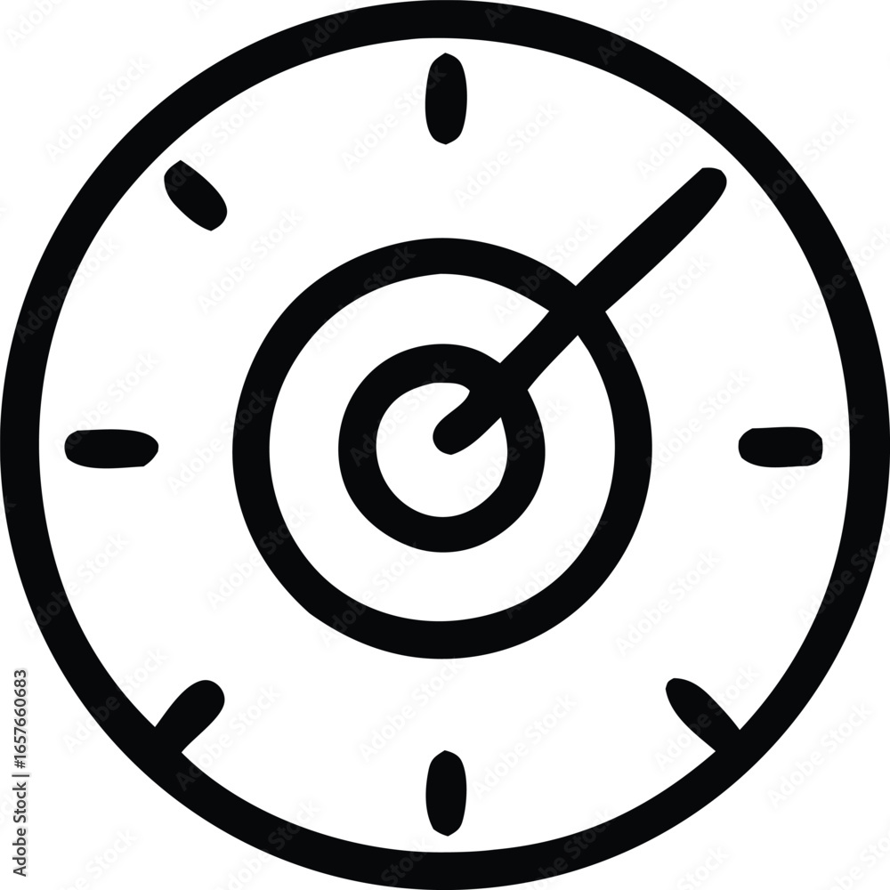 Poster simple hand drawn clock face with concentric circles and a single pointer indicating time