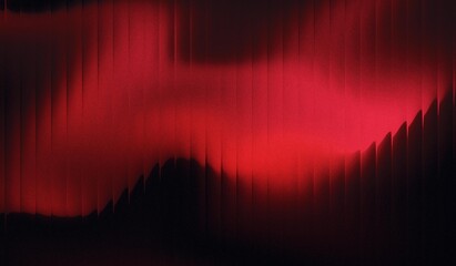 Abstract background of shiny dancing red gradient liquid with striped effect. Wavy striped glass refraction.