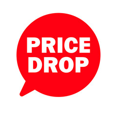 Price drop sign red label vector isolated illustration