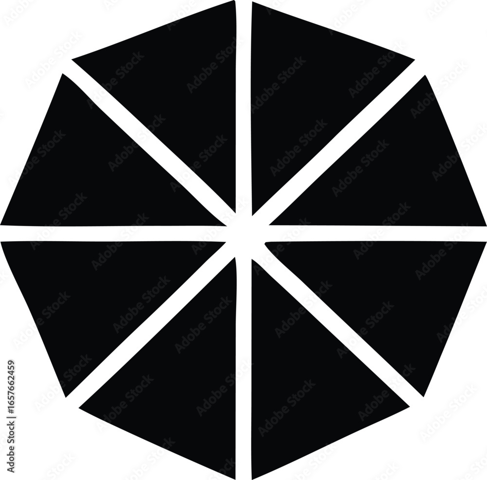 Poster abstract black and white geometric octagon design with radial symmetry and sharp angles