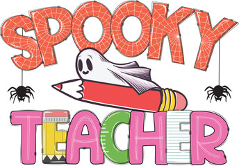 Spooky Teacher Halloween T-shirt Design