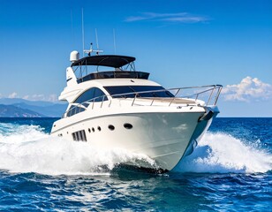 Fototapeta premium Luxury Yacht Cruising the Azure Sea A Glimpse of Opulence