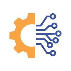Gear and circuit board fusion mechanical engineering technology symbol digital innovation icon