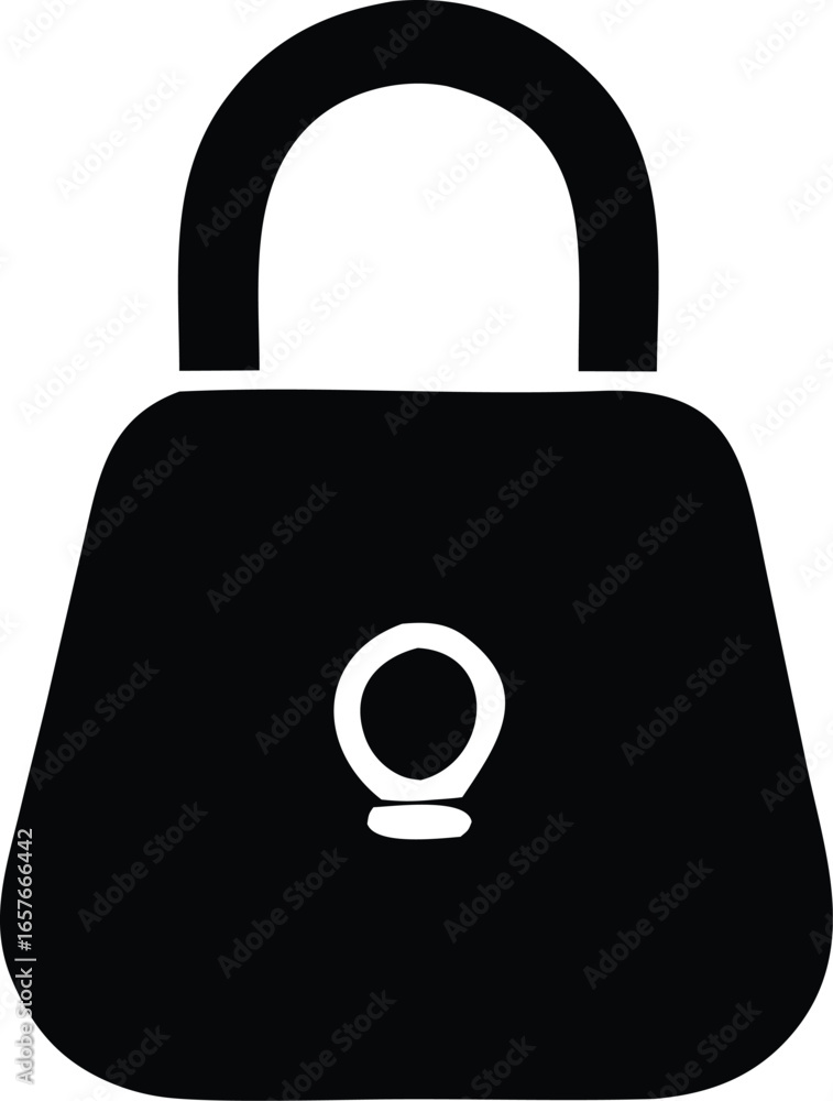 Aufkleber simple black silhouette of a padlock with a curved handle and a circular keyhole