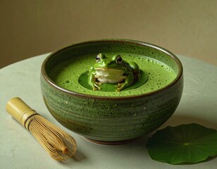 Frog in Matcha Tea Bowl