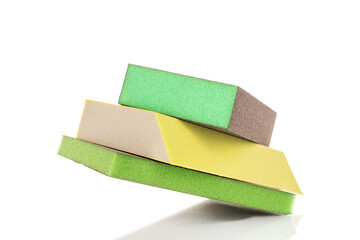 Sandpaper, macro, isolated on white background.