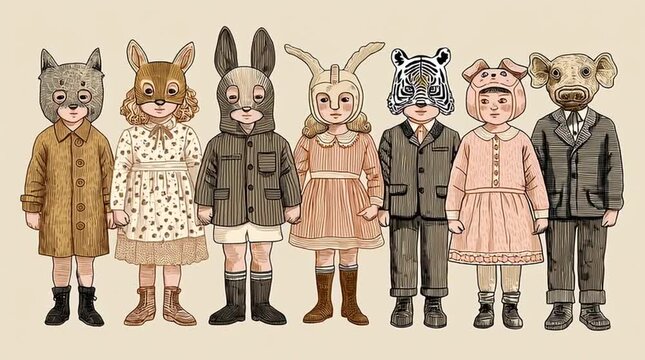 vector illustration of a set of cartoon animals