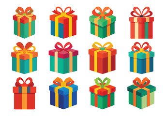 Colorful Gift Boxes Collection for Christmas Birthday or Special Occasion Celebrations