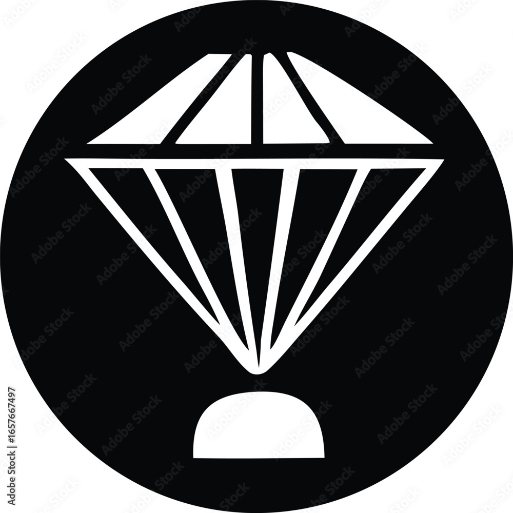 Poster abstract geometric diamond symbol illuminating a glowing orb within a circular emblem