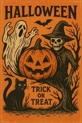 Obraz premium halloween background with pumpkin