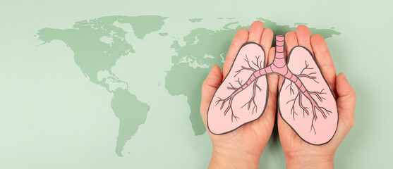 Lung cancer awareness month, virus and air pollution, tuberculosis, long covid or asthma disease,...
