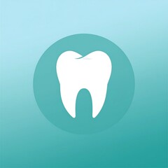 Teal Circle Icon White Tooth Graphic
