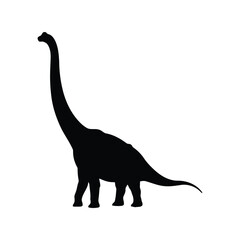 Black silhouette of a long neck dinosaur brontosaurus vector illustration prehistoric reptile isolated graphic