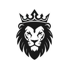 Majestic lion head with crown vector illustration regal animal emblem king symbol
