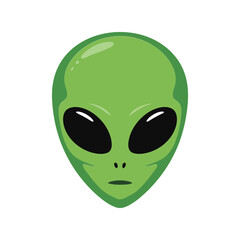 Green alien head vector illustration extraterrestrial face sci fi character ufo visitor space creature