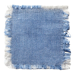 Blue and white denim fabric with frayed edges