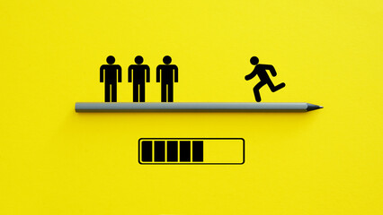 Team recruitment is shown with progress bar over a crowd of people. Team member occupancy