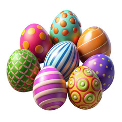 Obraz premium 3d colorful easter eggs pile isolated on transparent background