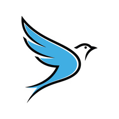 Blue bird flying vector illustration freedom symbol peace icon abstract wing graphic isolated eps